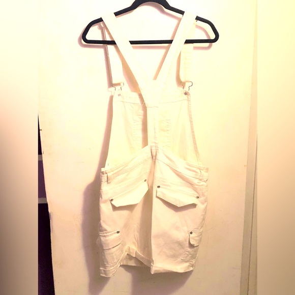 No Fuze, Off White Denim, Vintage Style Bib Shorts Overalls SZ 08/10 - Picture 8 of 15